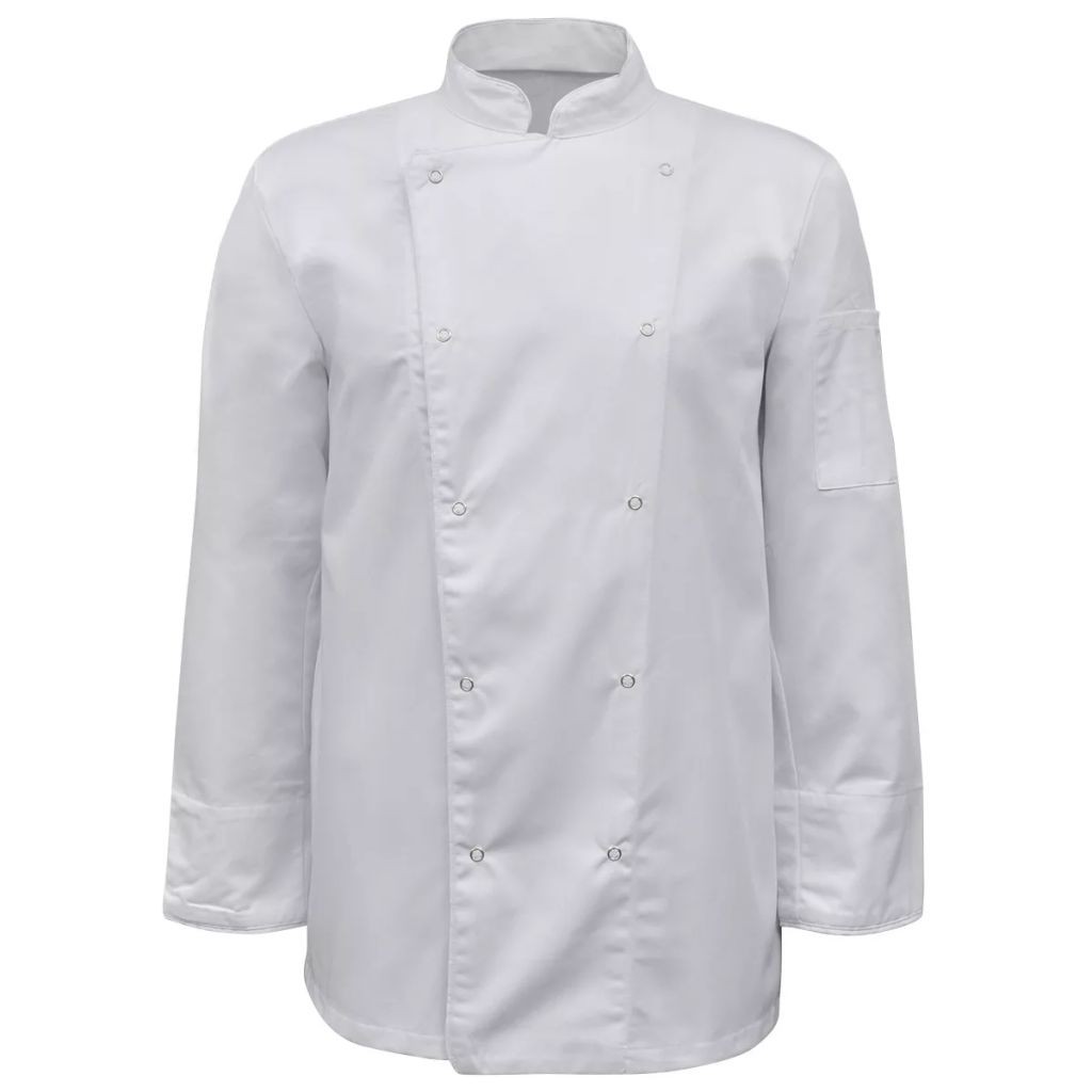 vidaXL Chef Jackets 2 pcs Long Sleeve Size M White